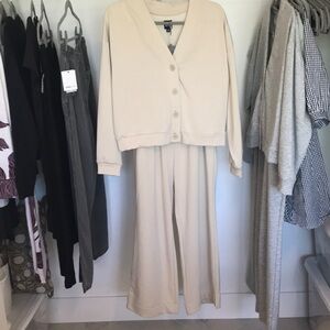 GAP Cream Button-Front Cardigan & Pant Set